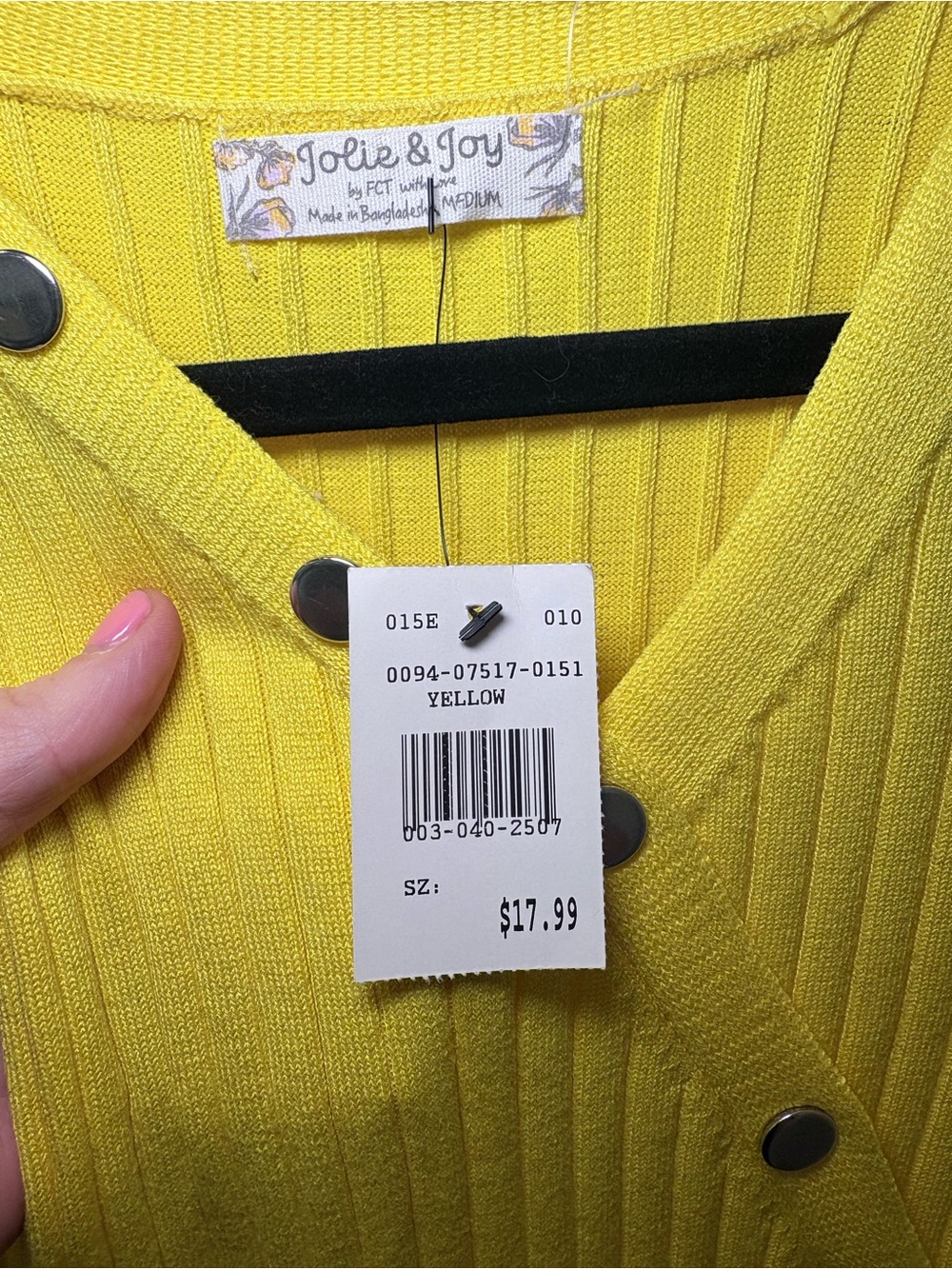 Jolie & Joy Yellow Ribbed Midi Sweater Dress Medium NWT - Picture 2 of 3